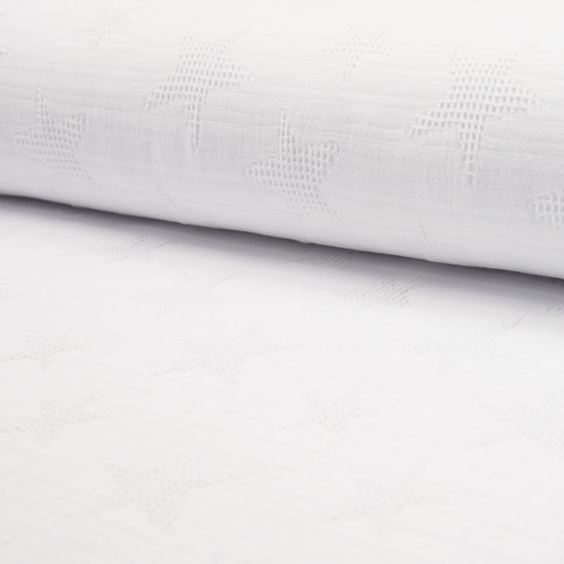 Tissu Jacquard Double Gaze Etoile Blanc