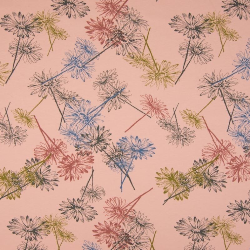 Tissu Jersey Bio Fleur Rose 