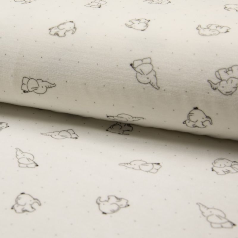 Tissu Nicky Velours Imprime Elephant Ecru Tissus Des Ursules
