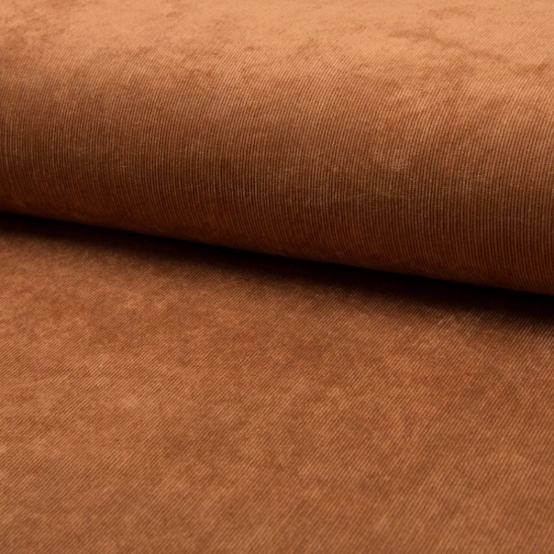 Tissu Velours Milleraies Uni Noisette  