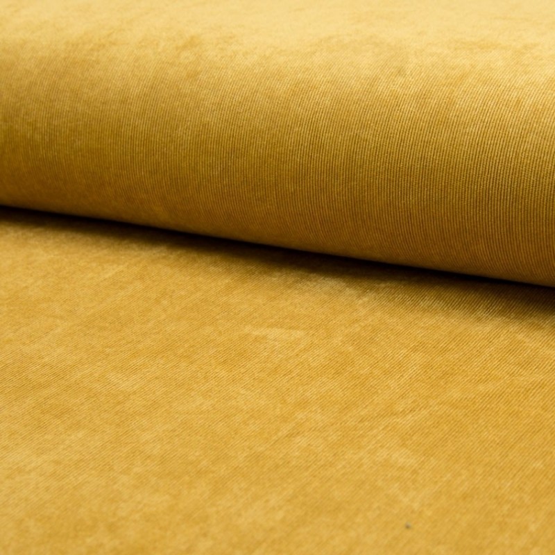 Tissu Velours Milleraies Uni Ocre  