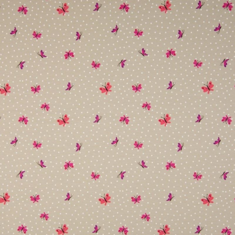 Tissu Jersey Imprimé Papillon Sable 