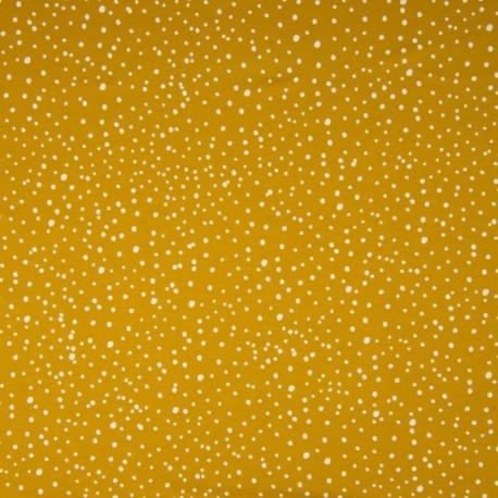 Tissu Popeline Imprime Pois Fond Ocre 