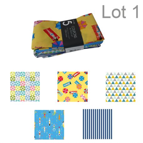 Un Lot de 5 Coupons de Tissu Ludik Atmosphere