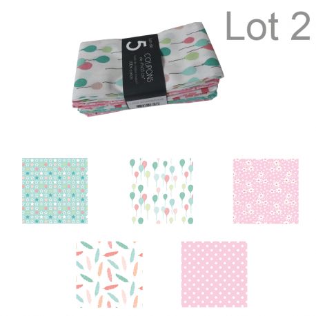 Un Lot de 5 Coupons de Tissu Ludik Atmosphere