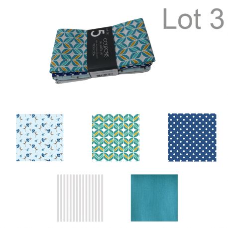 Un Lot de 5 Coupons de Tissu Ludik Atmosphere