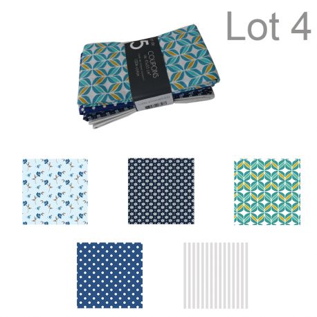 Un Lot de 5 Coupons de Tissu Ludik Atmosphere