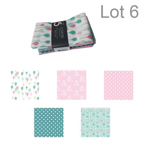 Un Lot de 5 Coupons de Tissu Ludik Atmosphere