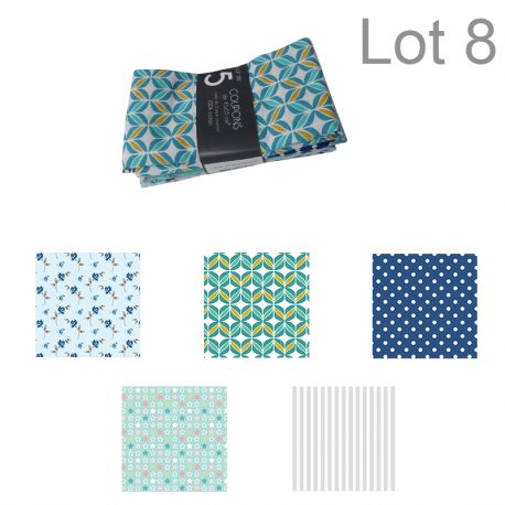 Un Lot de 5 Coupons de Tissu Ludik Atmosphere