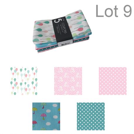 Un Lot de 5 Coupons de Tissu Ludik Atmosphere