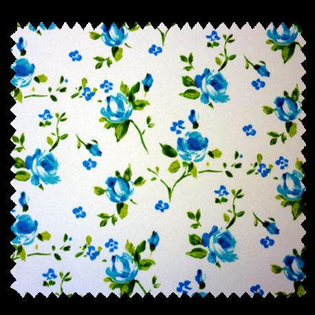 Tissu Rosebud Fleur Bleu