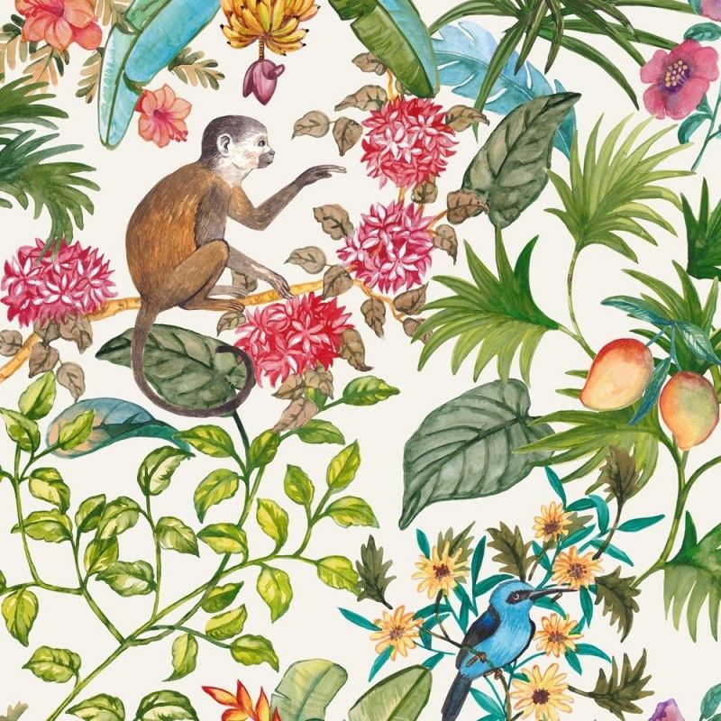 Tissu Rafiki Serge Digital Blanc 