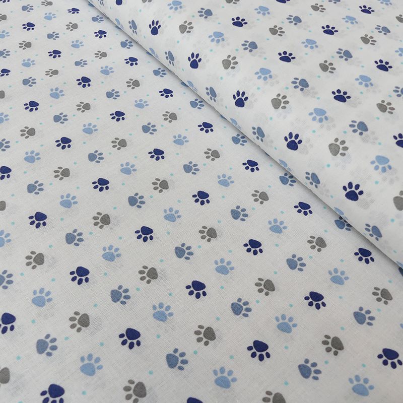 Tissu Patoune Imprimé Bleu