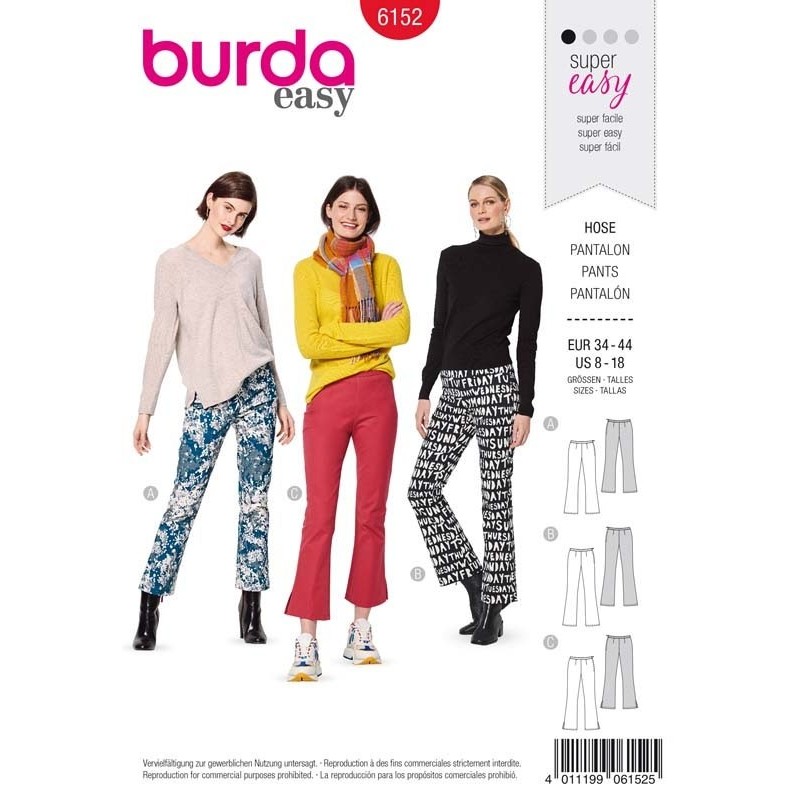 Patron Burda 6152 Pantalon à Patte d' éléphant 34/44