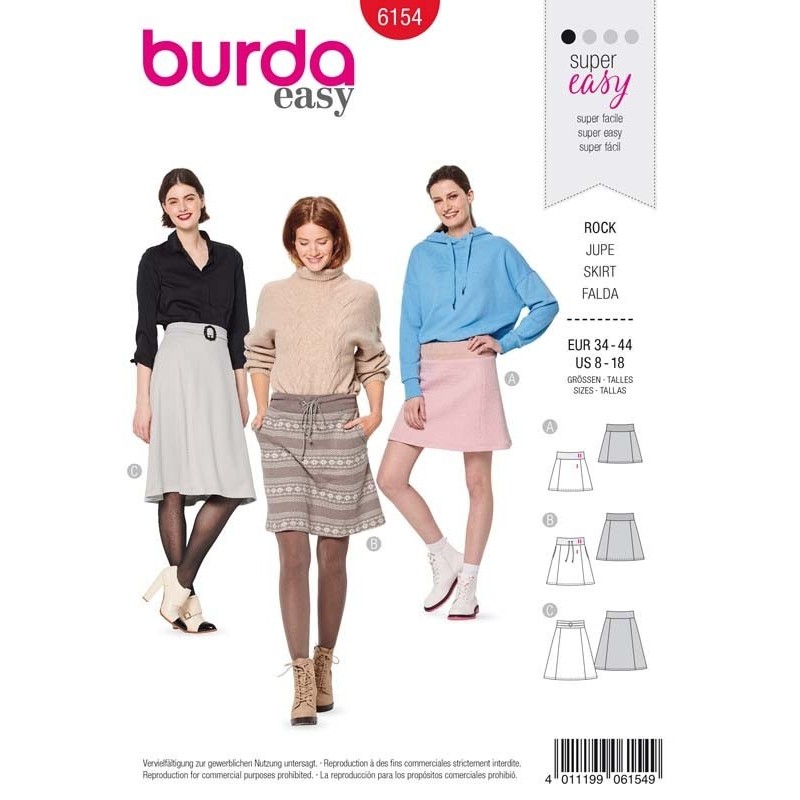 Patron Burda 6154 Jupe 34/44