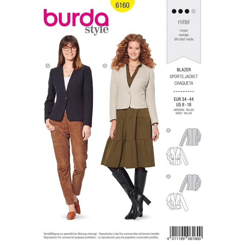 Patron Burda 6160 Veste/blazer 34/44