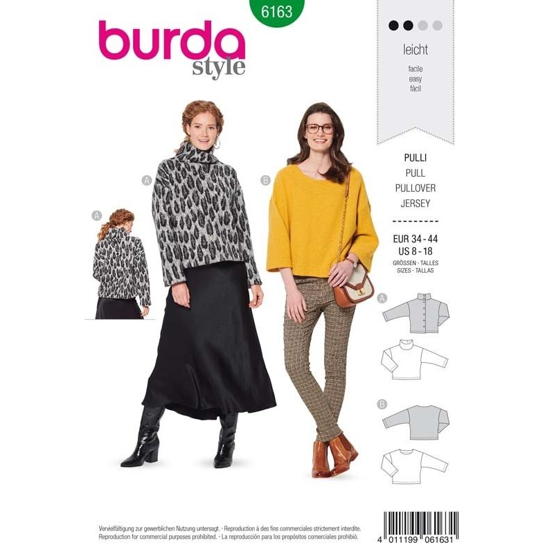 Patron Burda 6163 Robe de 34 à 44