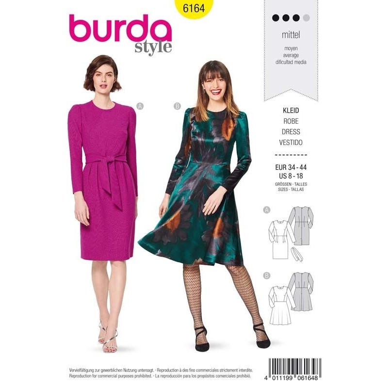 Patron Burda 6164 Robe/jupe Etroite 34/44