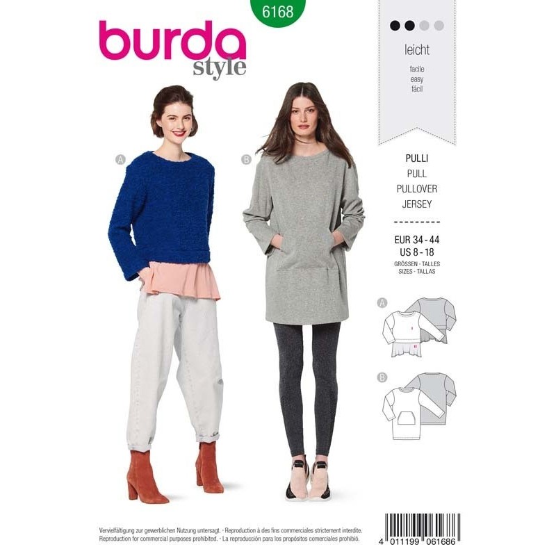 Patron Burda 6168 Pull de 34 A 44