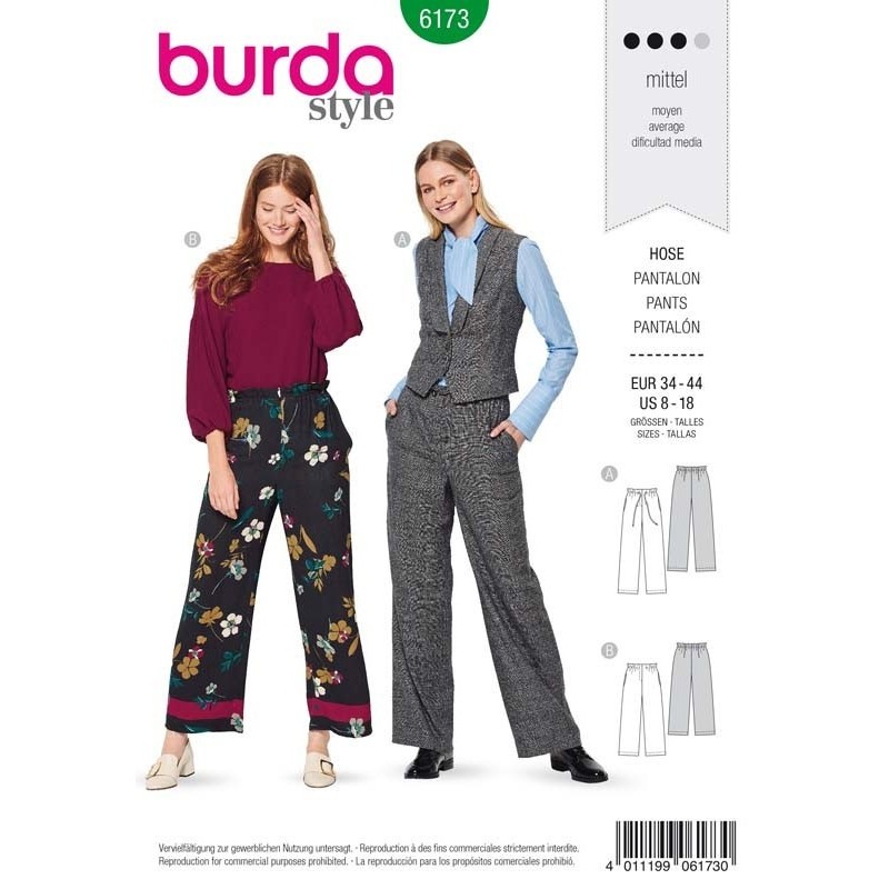 Patron Burda 6173 Pantalon de 34 à 44