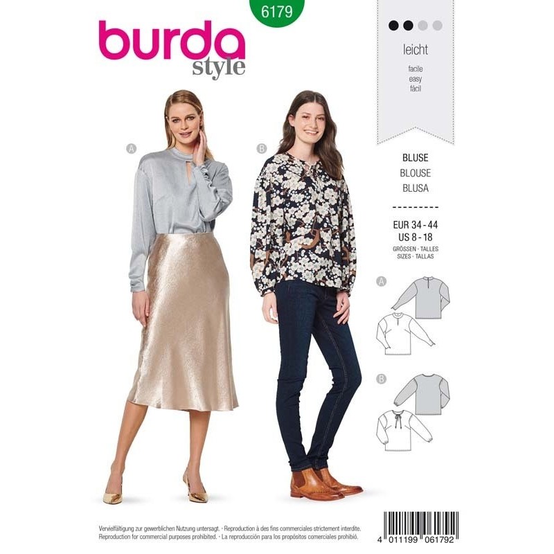 Patron Burda 6179 Blouse de 34 à 44