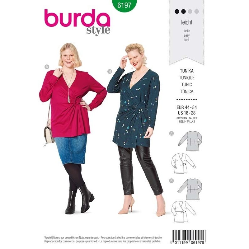 Patron Burda 6197 Tunique/tee-shirt 44/54