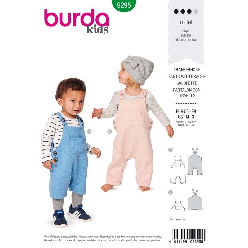 Patron Burda 9295 Kids Salopette 56/98