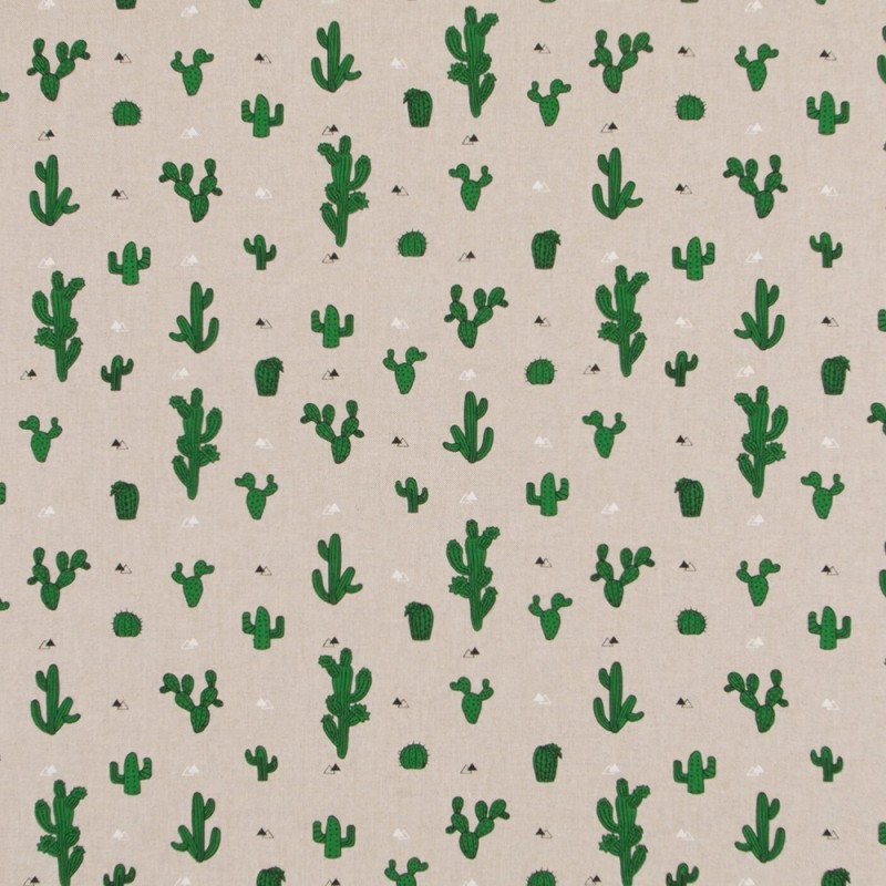Tissu Cactus Fond Lin