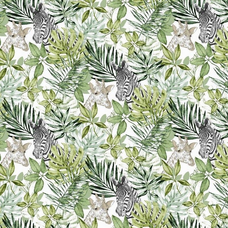 Tissu Irati Toile Tropical Zèbre Girafe