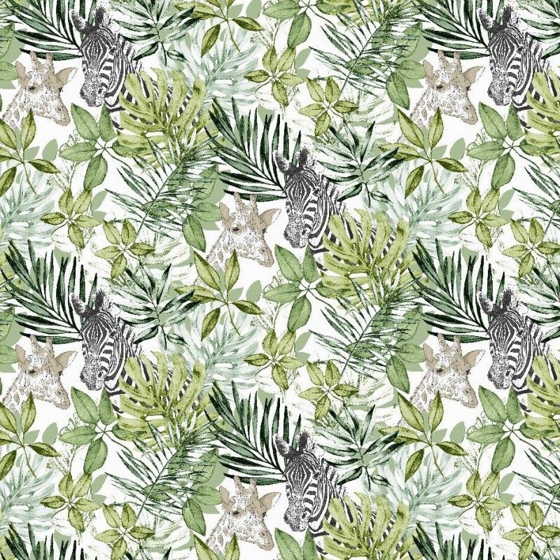 Tissu Irati Toile Tropical Zèbre Girafe