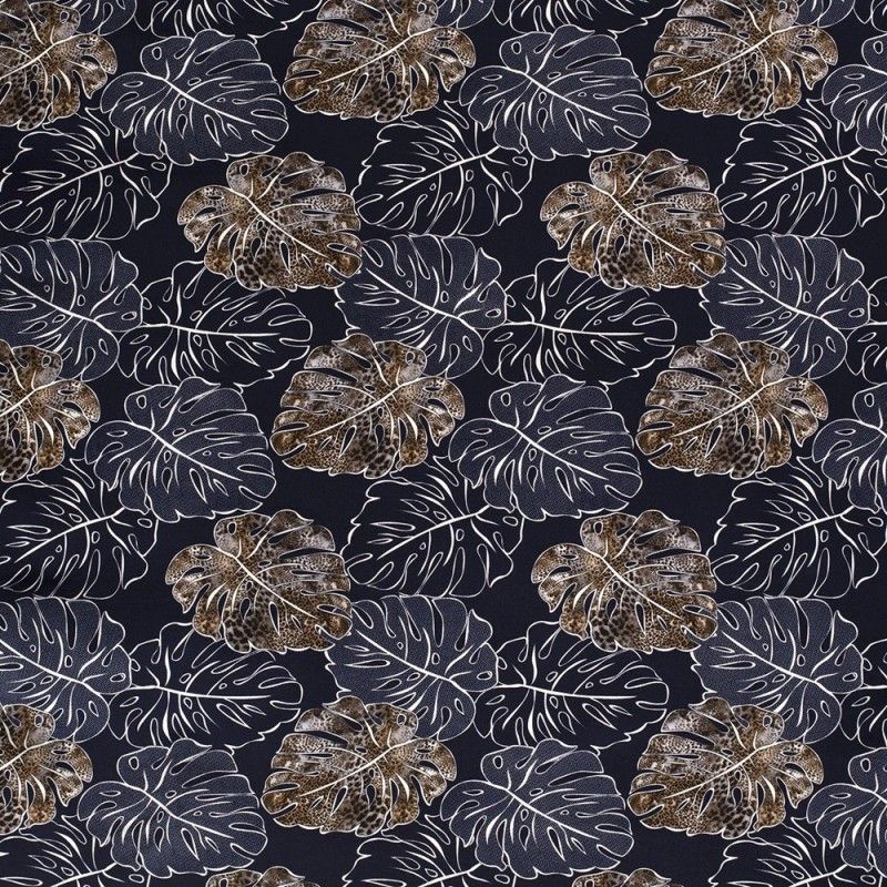 Tissu Imprimé Plante Navy 