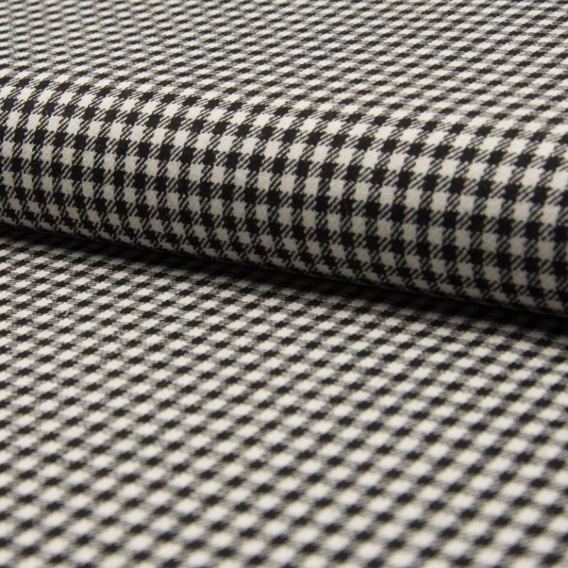 Tissu Lainage Carreau Blanc noir 