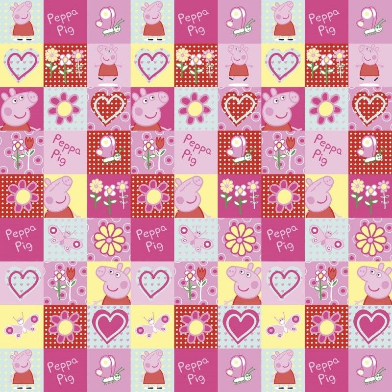 Tissu Popeline Peppa Pig Imprimé Rose 