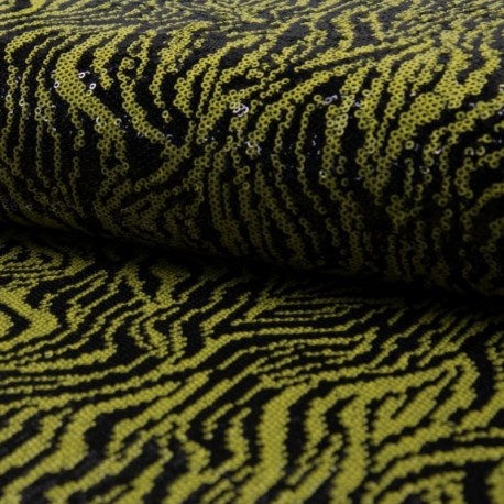 Tissu Sequin Animal Noir jaune 