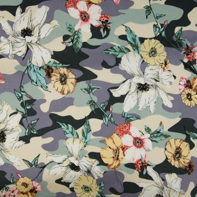 Tissu Coton Imprimé Fleur Lilas 