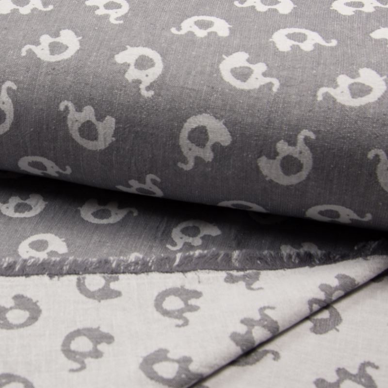 Tissu Jacquard Double Face Elephant Gris Fonce