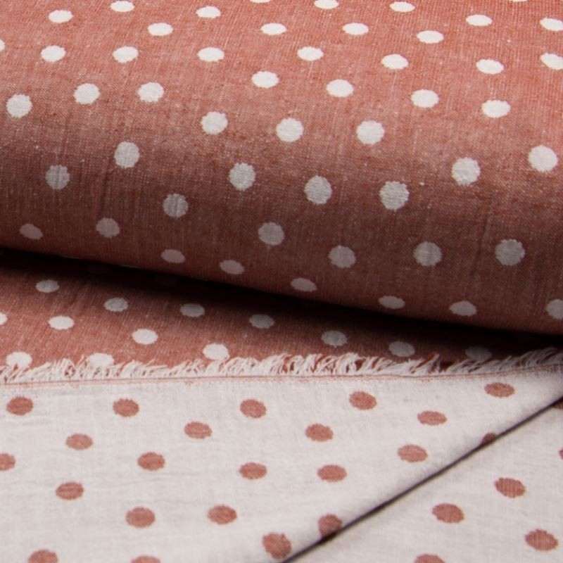 Tissu Jacquard Double Face Pois Terracotta