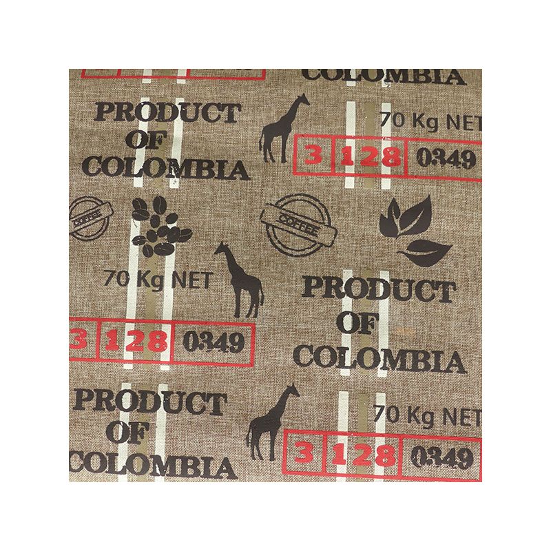 Tissu Toile de Jute Imprimé Coffee Choco rouge 