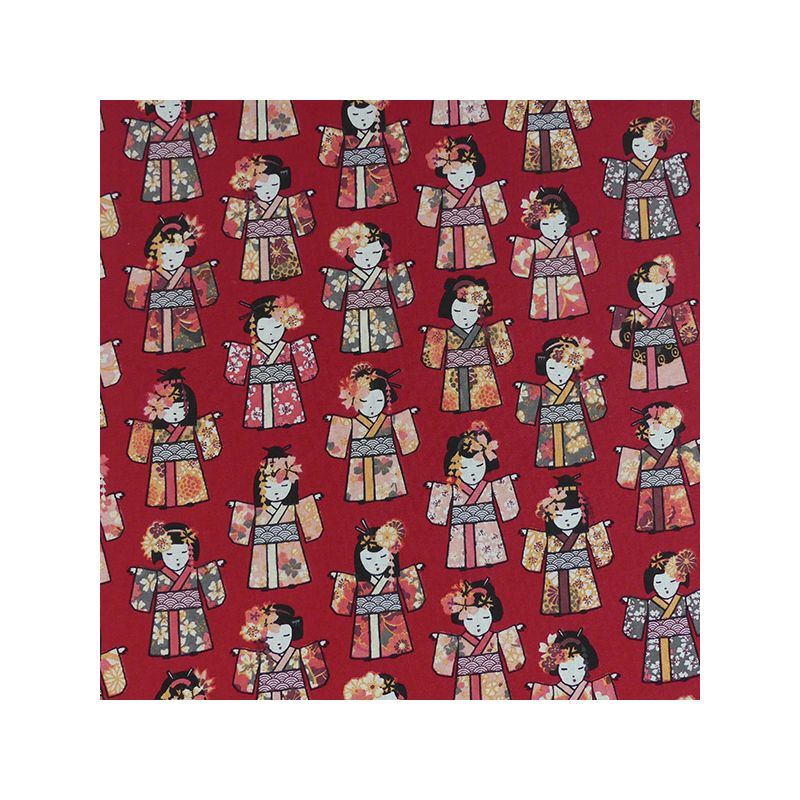 Tissu Geishas Cretonne Rouge