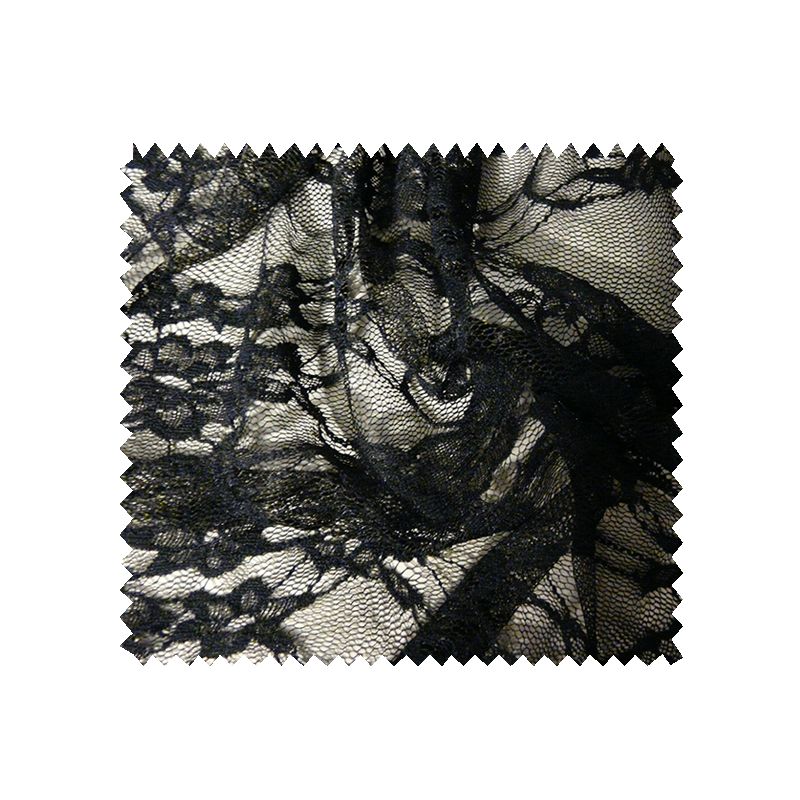 Tissu Dentelle Fleur Noir