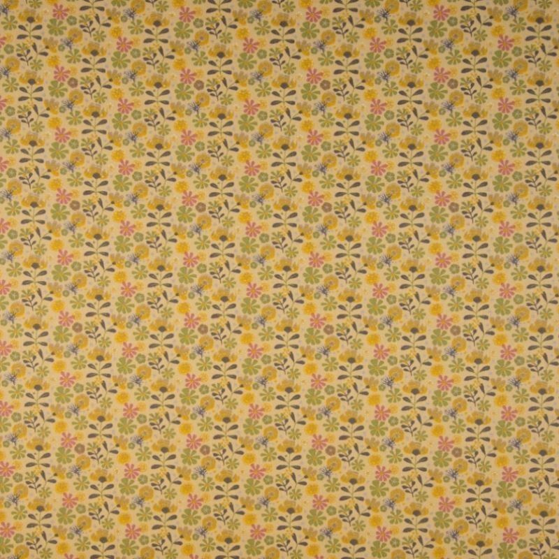 Tissu Coton Imprimé Bio Fleur Jaune
