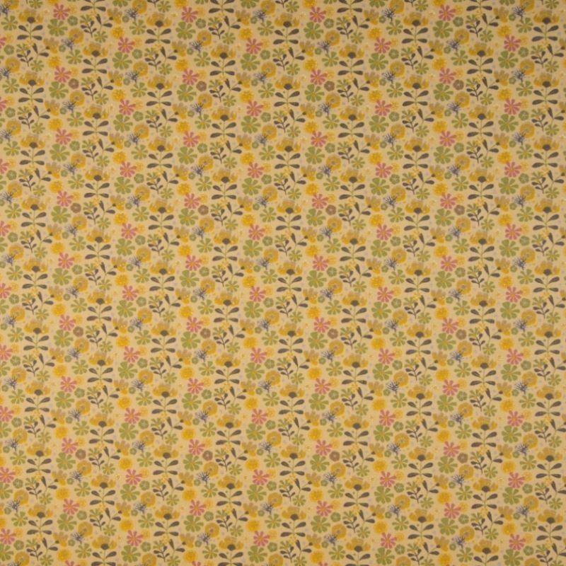 Tissu Coton Imprimé Bio Fleur Jaune