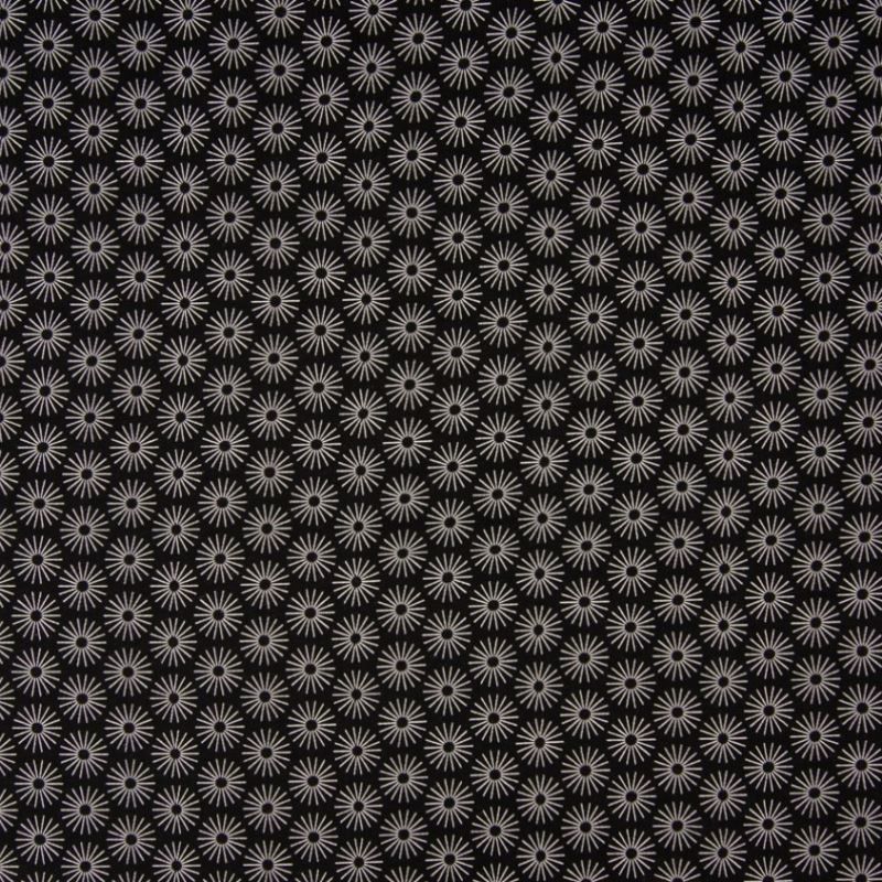 Tissu Coton Imprimé Parapluie Noir Blanc 