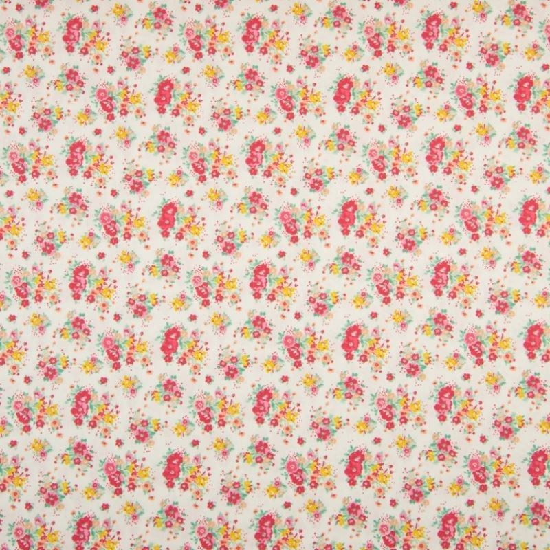 Tissu Coton Imprimé Fleur Ecru orange 