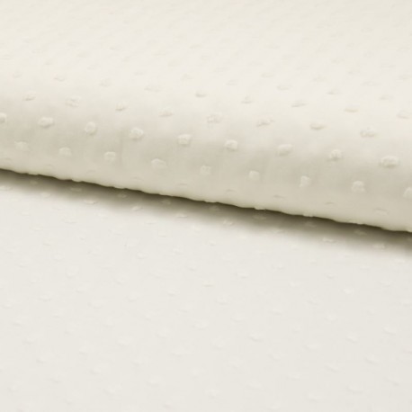 Tissu Plumetis Voile De Coton Ecru