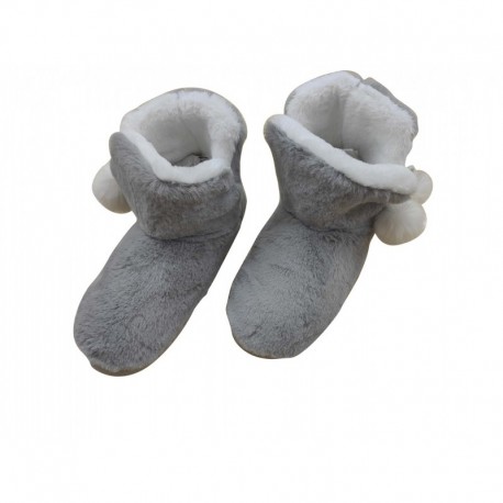 Chausson Cocoon Pompons Gris 