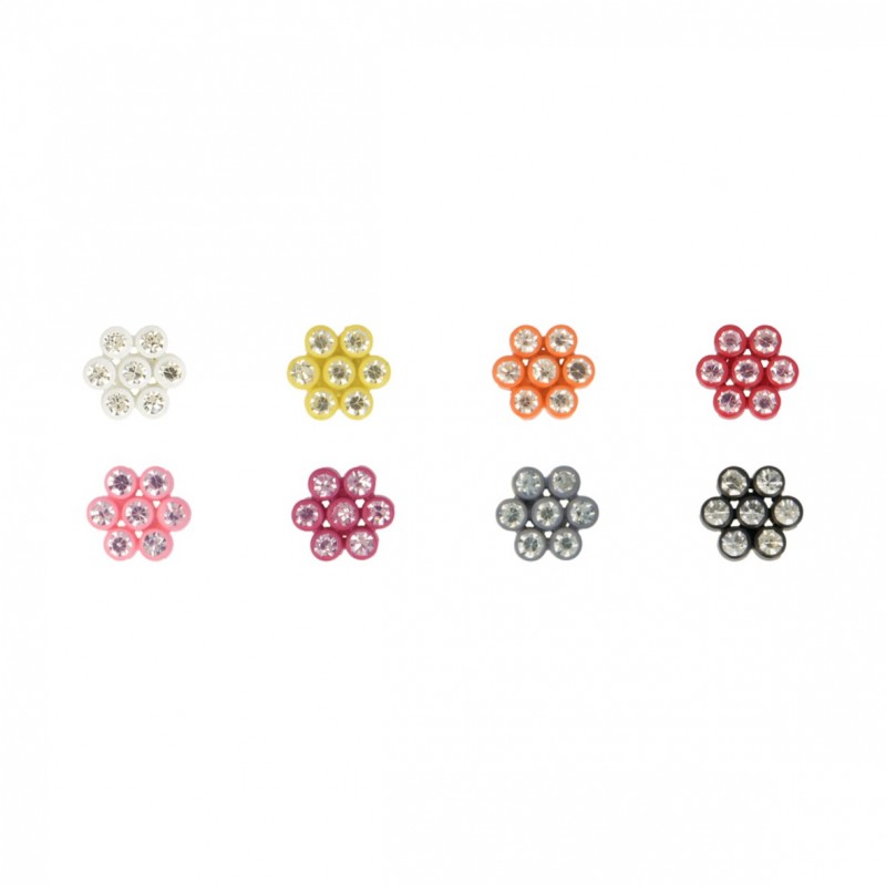 Bouton fleurs strass