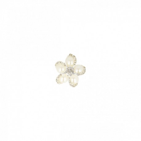 Bouton bijou fleur avec perles