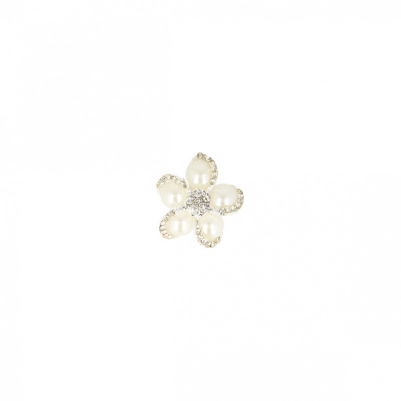 Bouton bijou fleur avec perles