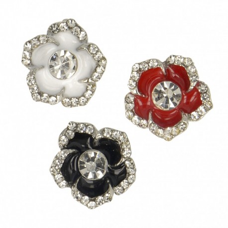 Bouton fleur avec strass